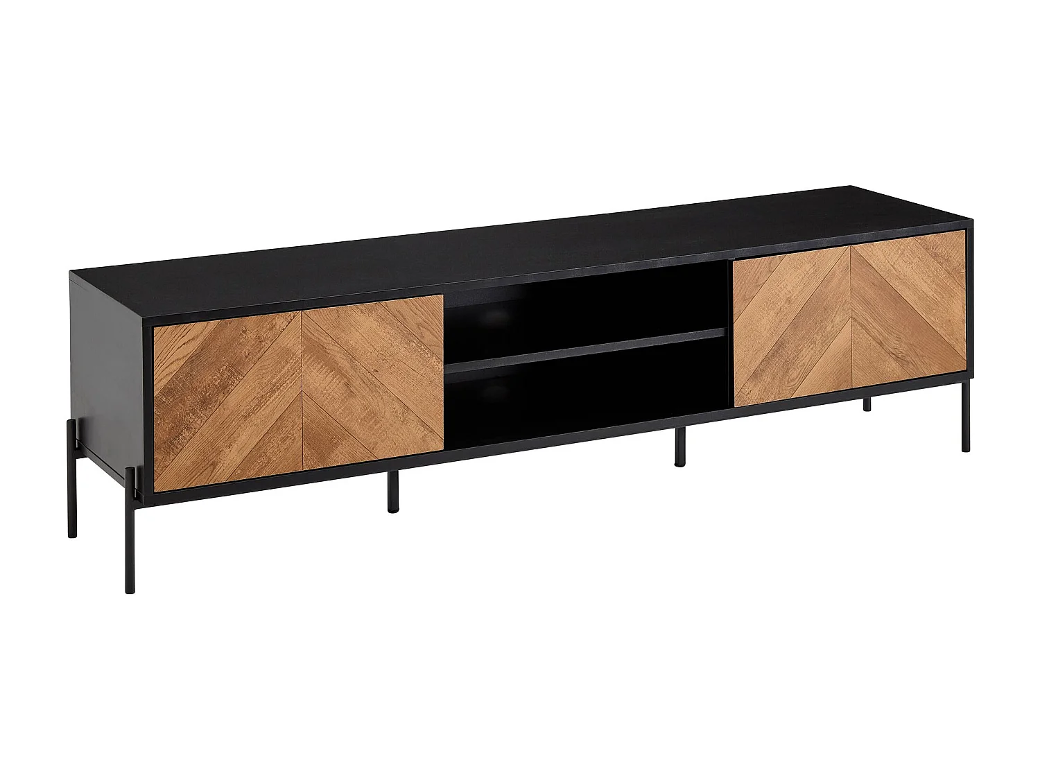 HiFi Lowboard Hout Zwart / Eiken Decor TV-Dressoir