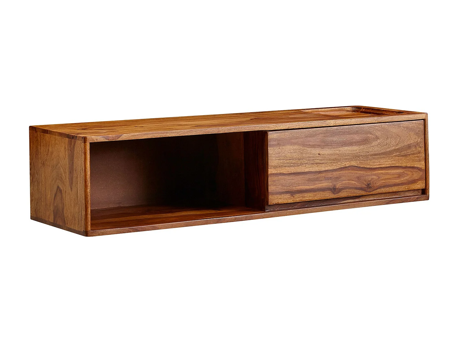 HiFi Lowboard Hangend Sheesham Massief Hout 108x25x34 cm