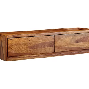 HiFi Lowboard Hangend Sheesham Massief Hout 108x25x34 cm