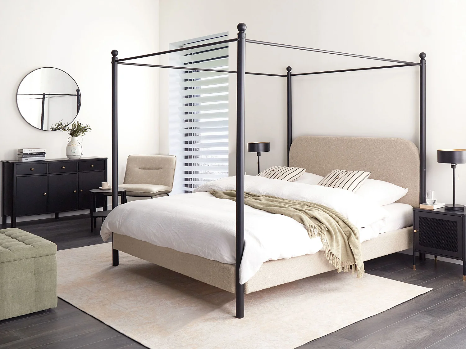 Hemelbed Bouclé DANNEMOIS 160 x 200 cm Taupe
