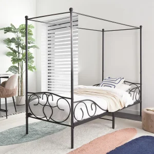 Hemelbed Metaal SORMERY 90 x 200 cm Zwart