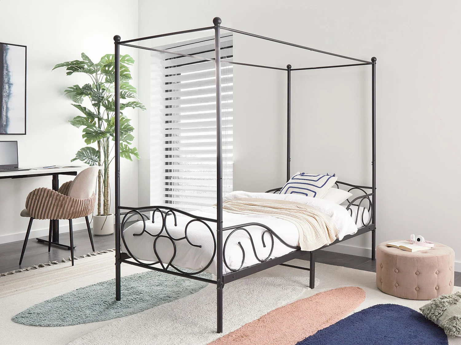 Hemelbed Metaal SORMERY 90 x 200 cm Zwart