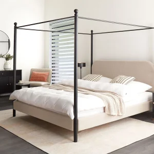 Hemelbed Bouclé DANNEMOIS 180 x 200 cm Taupe