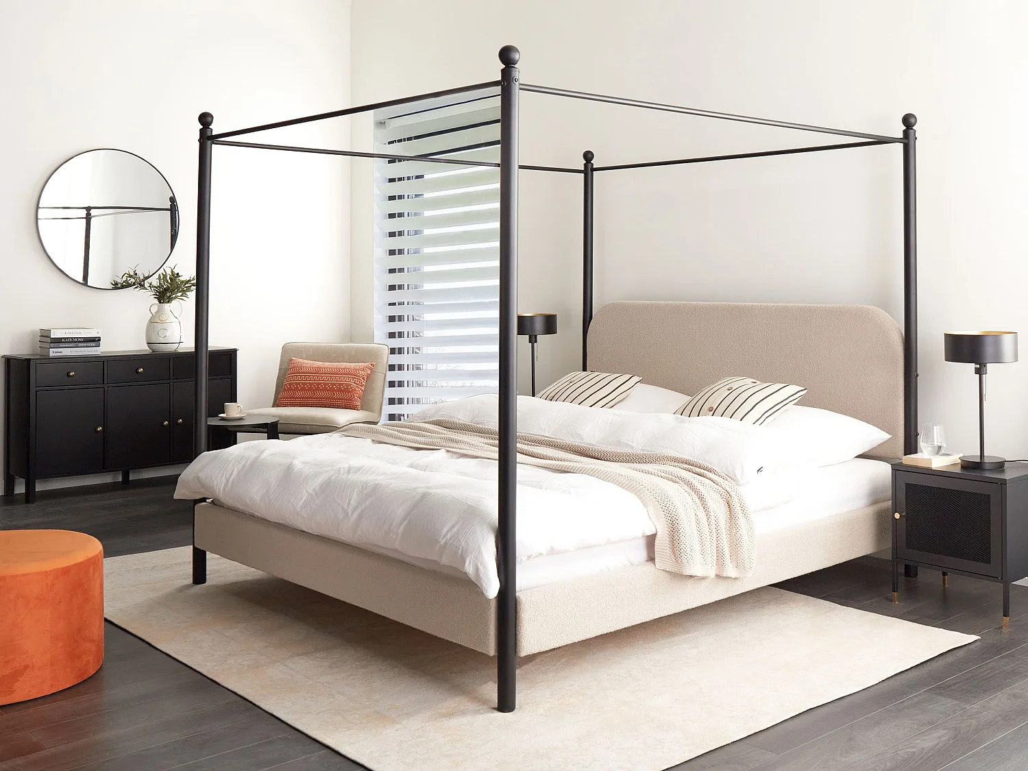Hemelbed Bouclé DANNEMOIS 180 x 200 cm Taupe