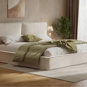 Gestoffeerd tweepersoonsbed 180×200 cm – met lattenbodem – chenillestof – beige (matras niet inbegrepen) Gestoffeerd tweepersoonsbed 180×200 cm – met lattenbodem – chenillestof – beige (matras niet inbegrepen)