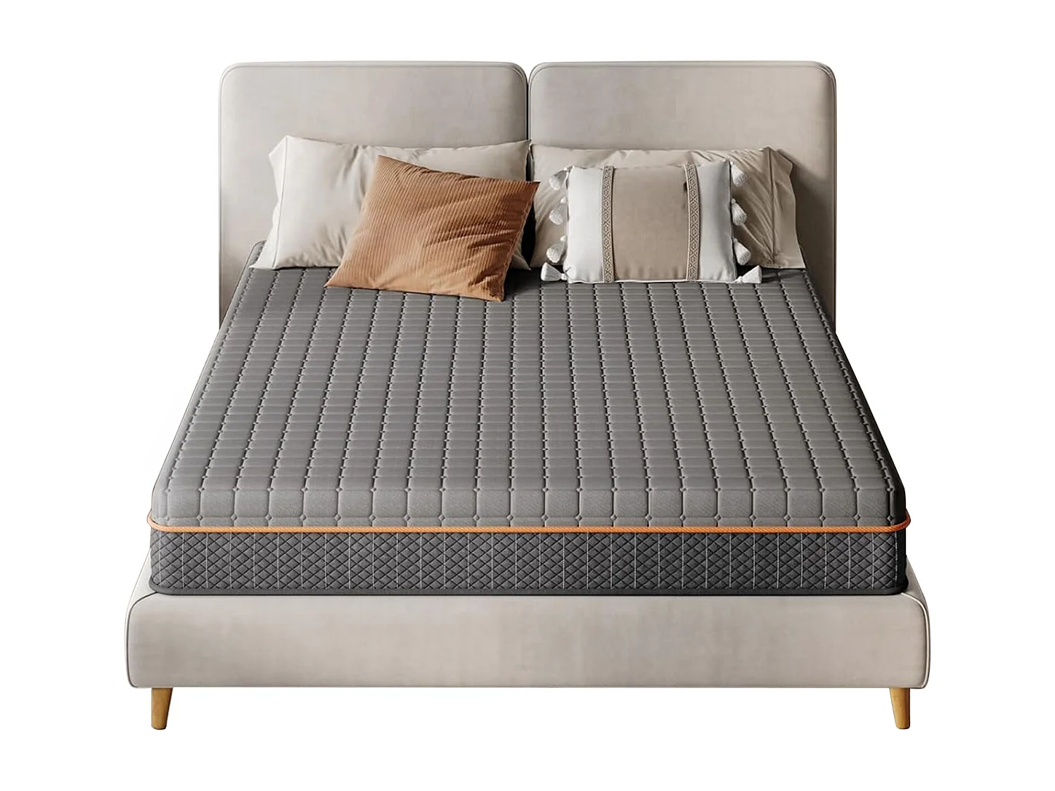 Grijs schuimmatras 90x200cm dik 16cm gel-traagschuim Gezoneerde ondersteuning voor optimale uitlijning en ergonomisch comfort