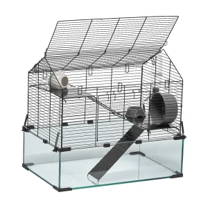 Knaagdierenkooi Hamster, SucceBuy Hamsterkooi, Transparant Habitat, 58.9 x 38.1 x 54.9 cm, Geventileerde Kooi voor Kleine Dieren met Fles Knaagdierenkooi Hamster, SucceBuy Hamsterkooi, Transparant Habitat, 58.9 x 38.1 x 54.9 cm, Geventileerde Kooi voor Kleine Dieren met Fles