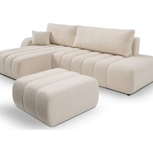Hoekbank met slaapfunctie BALOO – Modern design, hoge functionaliteit, comfortabele zitting, duurzame materialen, kleur wit, links Hoekbank met slaapfunctie BALOO – Modern design, hoge functionaliteit, comfortabele zitting, duurzame materialen, kleur wit, links