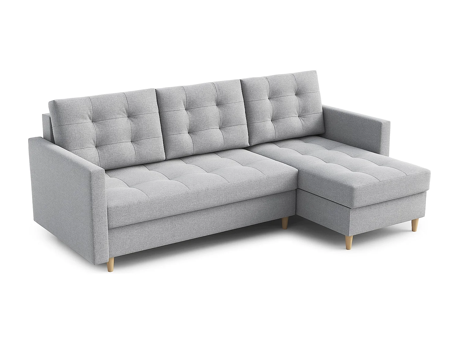 Hoekbank DIVO met slaapfunctie, 224x103 cm, elegant design, hoogwaardige materialen, kleur lichtgrijs, rechts
