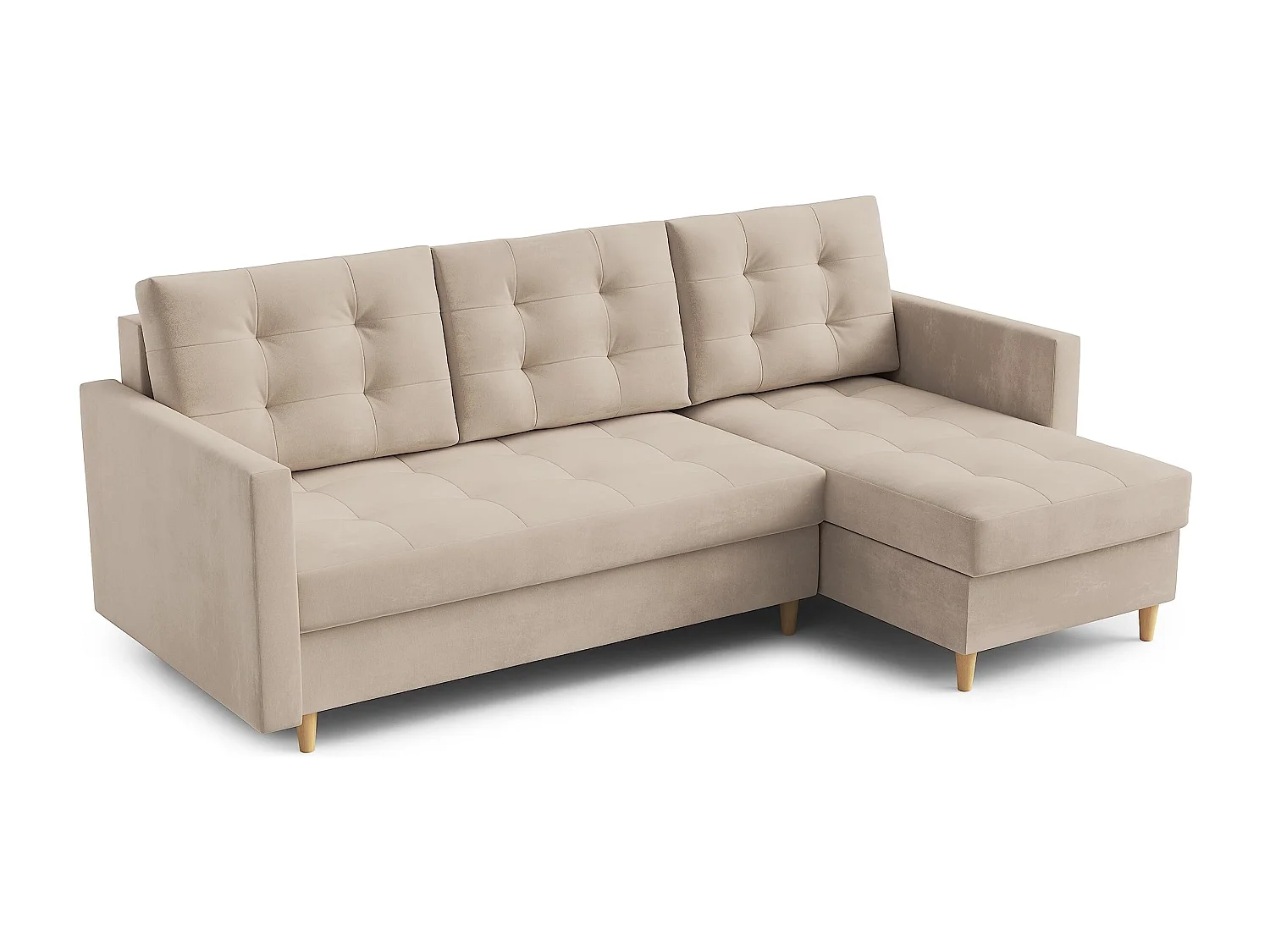 Hoekbank DIVO met slaapfunctie, 224x103 cm, elegant design, hoogwaardige materialen, kleur crème, rechts