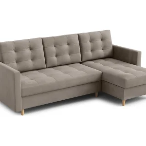 Hoekbank DIVO met slaapfunctie, 224×103 cm, elegant design, hoogwaardige materialen, kleur crème, rechts Hoekbank DIVO met slaapfunctie, 224×103 cm, elegant design, hoogwaardige materialen, kleur crème, rechts