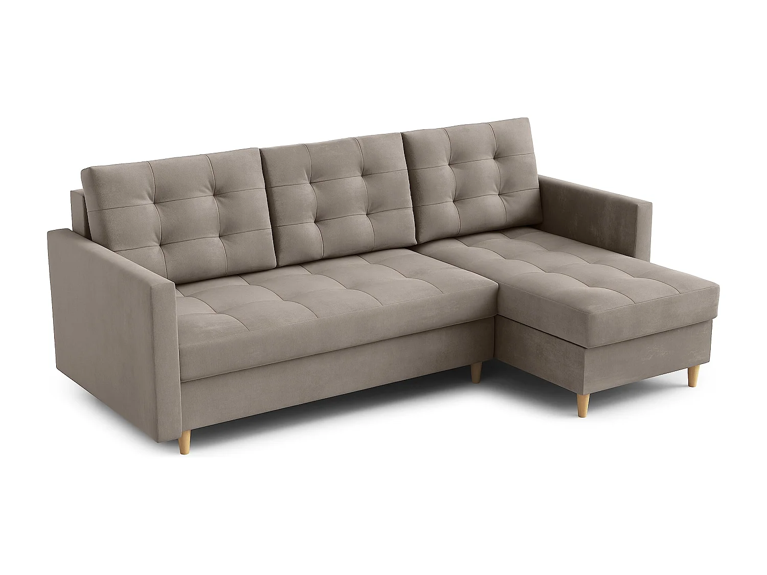 Hoekbank DIVO met slaapfunctie, 224x103 cm, elegant design, hoogwaardige materialen, kleur crème, rechts