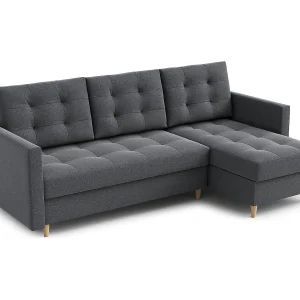 Hoekbank DIVO met slaapfunctie, 224×103 cm, elegant design, hoogwaardige materialen, kleur donkergrijs, links Hoekbank DIVO met slaapfunctie, 224×103 cm, elegant design, hoogwaardige materialen, kleur donkergrijs, links