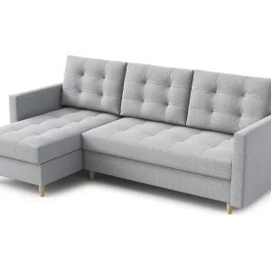 Hoekbank DIVO met slaapfunctie, 224×103 cm, elegant design, hoogwaardige materialen, kleur lichtgrijs, links Hoekbank DIVO met slaapfunctie, 224×103 cm, elegant design, hoogwaardige materialen, kleur lichtgrijs, links