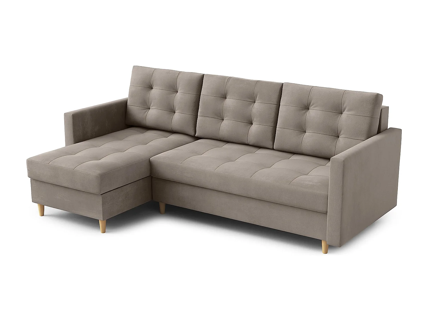 Hoekbank DIVO met slaapfunctie, 224x103 cm, elegant design, hoogwaardige materialen, kleur crème, links