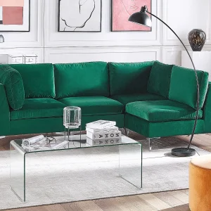 Modulaire hoekbank EVJA Fluweel Groen 4-zitter Linkerzijde Modulaire hoekbank EVJA Fluweel Groen 4-zitter Linkerzijde