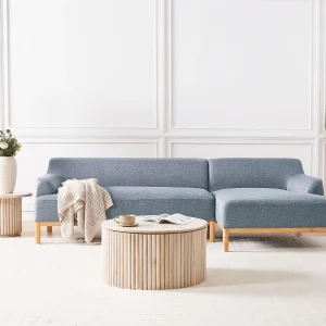 Hoekbank SOSJO Stof Blauw 3-zitter Linkerzijde