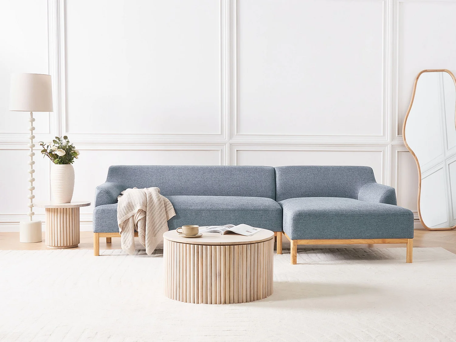 Hoekbank SOSJO Stof Blauw 3-zitter Linkerzijde