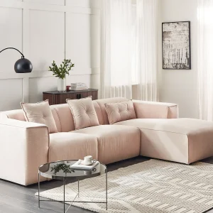 Hoekbank DOLVA Corduroy Beige 3-zitter Linkerzijde Hoekbank DOLVA Corduroy Beige 3-zitter Linkerzijde