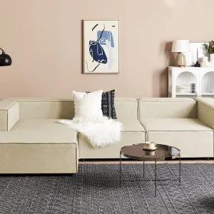 Modulaire hoekbank APRICA Kunstlinnen Beige 3-zitter Rechterzijde Modulaire hoekbank APRICA Kunstlinnen Beige 3-zitter Rechterzijde