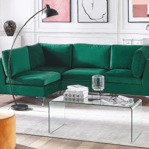 Modulaire hoekbank EVJA Fluweel Groen 4-zitter Rechterzijde Modulaire hoekbank EVJA Fluweel Groen 4-zitter Rechterzijde