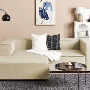 Modulaire hoekbank APRICA Kunstlinnen Beige 2-zitter Rechterzijde Modulaire hoekbank APRICA Kunstlinnen Beige 2-zitter Rechterzijde