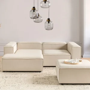 Modulaire hoekbank ARDAL Stof Beige 3-zitter Rechterzijde Modulaire hoekbank ARDAL Stof Beige 3-zitter Rechterzijde