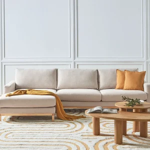 Hoekbank SIGGARD Stof Beige 4-zitter Rechterzijde