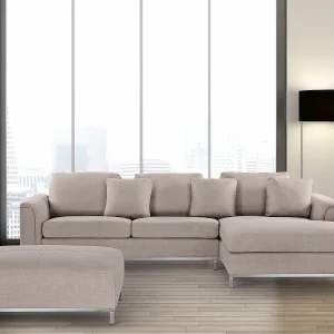 Hoekbank OSLO Stof Beige 4-zitter Linkerzijde Hoekbank OSLO Stof Beige 4-zitter Linkerzijde