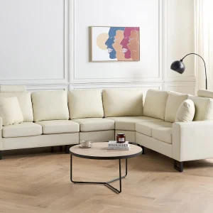 Hoekbank STOCKHOLM Leer Crème 6-zitter Linkerzijde Hoekbank STOCKHOLM Leer Crème 6-zitter Linkerzijde