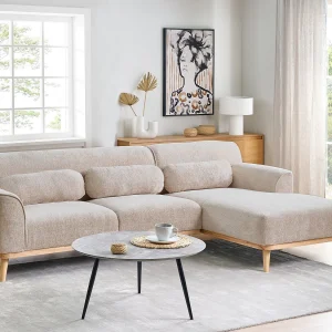 Hoekbank SIMOS Chenille Beige 3-zitter Linkerzijde Hoekbank SIMOS Chenille Beige 3-zitter Linkerzijde