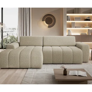 Hoekbank Savio Vrijstaand, Slijtvast Kansas-stof, Afm. 265x172x81cm, Uitschuifbaar Zitvlak 206x92cm, Linkerkant, Donkerbeige Hoekbank Savio Vrijstaand, Slijtvast Kansas-stof, Afm. 265x172x81cm, Uitschuifbaar Zitvlak 206x92cm, Linkerkant, Donkerbeige