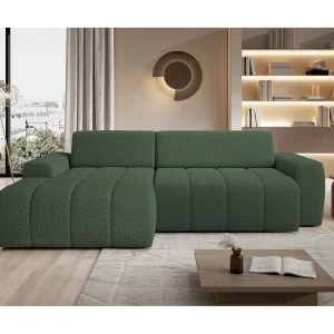 Hoekbank Savio Vrijstaand, Slijtvast Kansas-stof, Afm. 265x172x81cm, Uitschuifbaar Zitvlak 206x92cm, Linkerkant, Groen Hoekbank Savio Vrijstaand, Slijtvast Kansas-stof, Afm. 265x172x81cm, Uitschuifbaar Zitvlak 206x92cm, Linkerkant, Groen