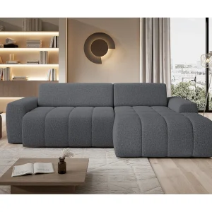 Hoekbank Savio Vrijstaand, Slijtvast Kansas-stof, Afm. 265x172x81cm, Uitschuifbaar Zitvlak 206x92cm, Rechterkant, Grijs Hoekbank Savio Vrijstaand, Slijtvast Kansas-stof, Afm. 265x172x81cm, Uitschuifbaar Zitvlak 206x92cm, Rechterkant, Grijs