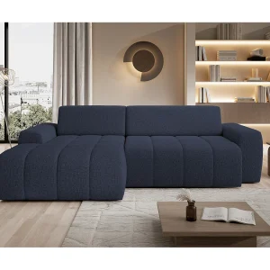 Hoekbank Savio Vrijstaand, Slijtvast Kansas-stof, Afm. 265x172x81cm, Uitschuifbaar Zitvlak 206x92cm, Linkerkant, Blauw Hoekbank Savio Vrijstaand, Slijtvast Kansas-stof, Afm. 265x172x81cm, Uitschuifbaar Zitvlak 206x92cm, Linkerkant, Blauw
