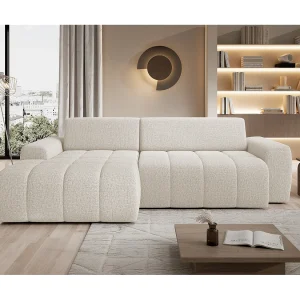 Hoekbank Savio Vrijstaand, Slijtvast Kansas-stof, Afm. 265x172x81cm, Uitschuifbaar Zitvlak 206x92cm, Linkerkant, Licht Beige Hoekbank Savio Vrijstaand, Slijtvast Kansas-stof, Afm. 265x172x81cm, Uitschuifbaar Zitvlak 206x92cm, Linkerkant, Licht Beige