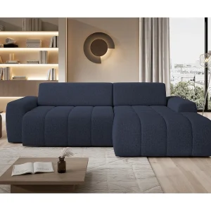 Hoekbank Savio Vrijstaand, Slijtvast Kansas-stof, Afm. 265x172x81cm, Uitschuifbaar Zitvlak 206x92cm, Rechterkant, Blauw Hoekbank Savio Vrijstaand, Slijtvast Kansas-stof, Afm. 265x172x81cm, Uitschuifbaar Zitvlak 206x92cm, Rechterkant, Blauw
