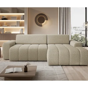 Hoekbank Savio Vrijstaand, Slijtvast Kansas-stof, Afm. 265x172x81cm, Uitschuifbaar Zitvlak 206x92cm, Rechterkant, Donkerbeige Hoekbank Savio Vrijstaand, Slijtvast Kansas-stof, Afm. 265x172x81cm, Uitschuifbaar Zitvlak 206x92cm, Rechterkant, Donkerbeige