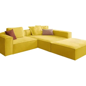 Hoekbank – Geel Plat geweven stof – CARMO Hoekbank – Geel Plat geweven stof – CARMO