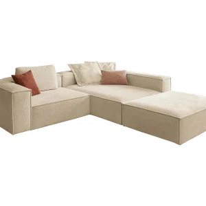 Hoekbank – Beige Plat geweven stof – CARMO Hoekbank – Beige Plat geweven stof – CARMO