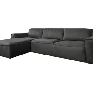Hoekbank – Grijs Leer – EXTRA