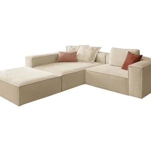 Hoekbank – Beige Plat geweven stof – CARMO Hoekbank – Beige Plat geweven stof – CARMO
