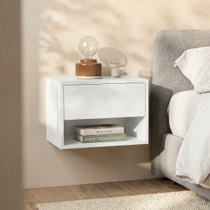 Hangend nachtkastje 1 lade en 1 nis wit – RITAMI