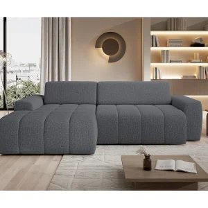 Hoekbank Savio Vrijstaand, Slijtvast Kansas-stof, Afm. 265x172x81cm, Uitschuifbaar Zitvlak 206x92cm, Linkerkant, Grijs Hoekbank Savio Vrijstaand, Slijtvast Kansas-stof, Afm. 265x172x81cm, Uitschuifbaar Zitvlak 206x92cm, Linkerkant, Grijs