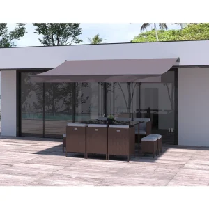 Handmatig Zonnescherm Taupe 4 x 2,5m Polyester ADRO