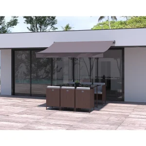 Handmatig Zonnescherm 3 x 2 m Taupe Polyester ADRO – UV- en Waterbestendig – Gemakkelijk te Gebruiken