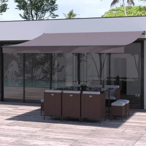Handmatig Zonnescherm 4x3m Taupe Polyester ADRO – Grote Eettafel – UV- en Regenbestendig