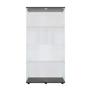Glazen vitrinekast met slot, grote transparante vitrinekast voor verzamelobjecten, boeken, zwart Glazen vitrinekast met slot, grote transparante vitrinekast voor verzamelobjecten, boeken, zwart