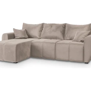 Hoekbank MADISON van fluweel met slaapfunctie Beige