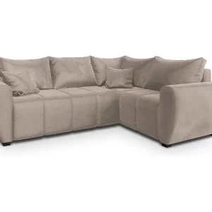 Hoekbank MADISON van fluweel met slaapfunctie Beige